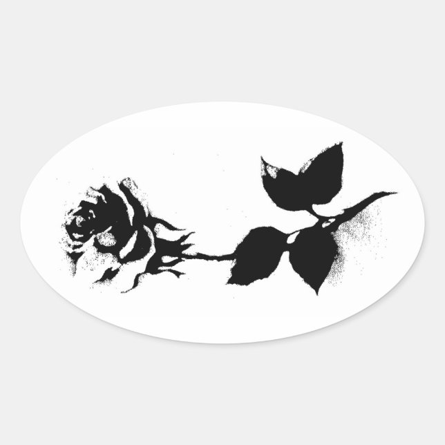 Schwarze Rose Ovaler Aufkleber (Vorderseite)