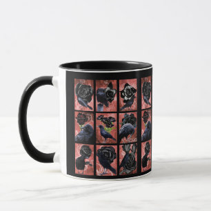 Schwarze Rose-Raben und Krähen Gothic Art Collage Tasse