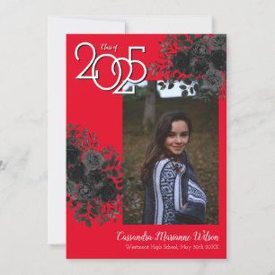 Schwarze Rose Red School Colors Abschluss Einladung