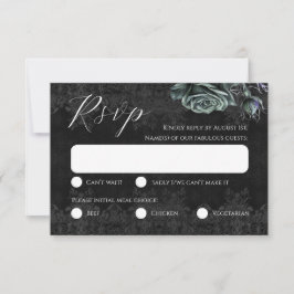 Schwarze Rose Romantische Viktorianisch-Gotische R RSVP Karte