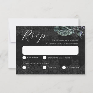 Schwarze Rose Romantische Viktorianisch-Gotische R RSVP Karte