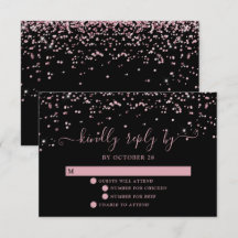 Schwarze Rose Rosa Rosa Glitzer Hochzeit RSVP