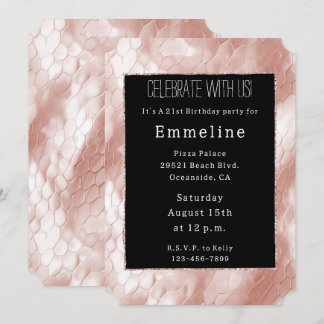 Schwarze Rose Rosa Schlangen Einladung