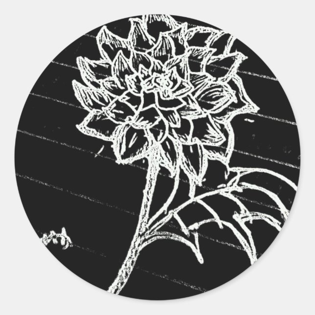 Schwarze Rose Runder Aufkleber (Vorderseite)