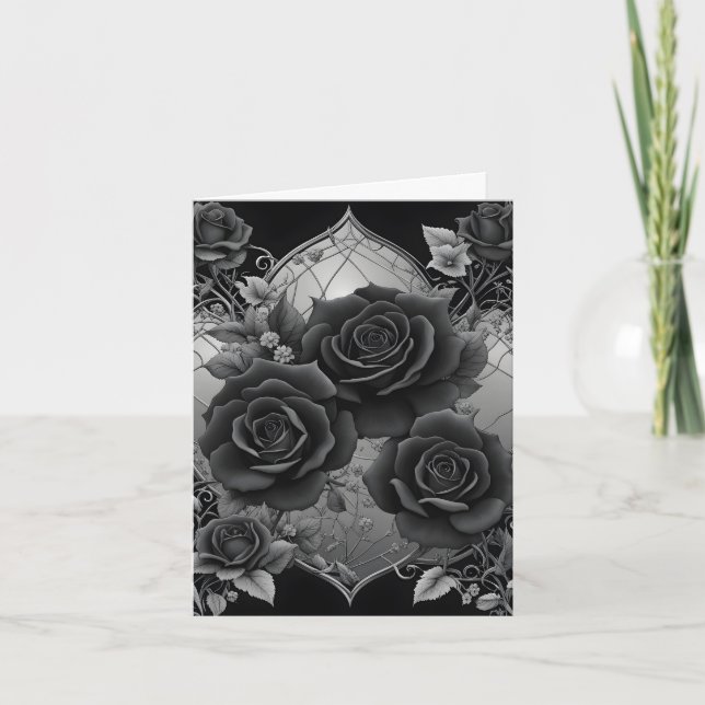 Schwarze Rose Silbergraue Rahmen Muttertag Feiertagskarte (Vorderseite)