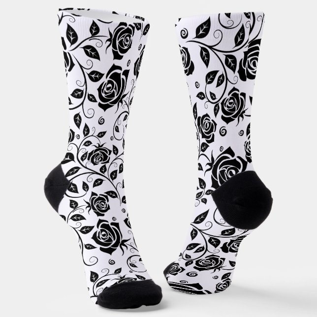 Schwarze Rose Socken (Gewinkelt)