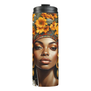 Schwarze Rose & Sonnenblumen, geschmeidig Thermosbecher