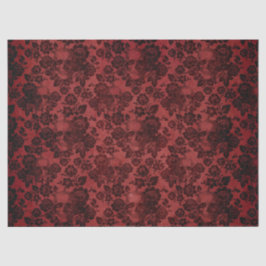 Schwarze Rose und Skulpturen auf Red Decoupage Seidenpapier