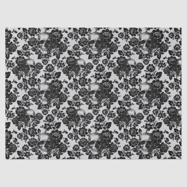 Schwarze Rose und Skulpturen im weißen Dekoupage Seidenpapier (Vorderseite)