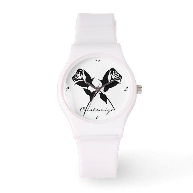 Schwarze Rose Valentine Blume Thunder_Cove Armbanduhr (Vorderseite)