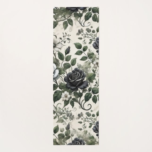 Schwarze Rose Yogamatte (Rückseite)
