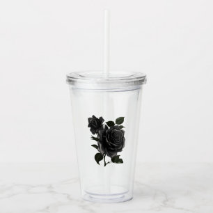 Schwarze Rosen Acryltrinkbecher