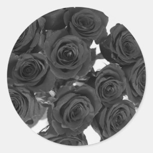 Schwarze Rosen Elegante Romantische Hochzeit Runder Aufkleber