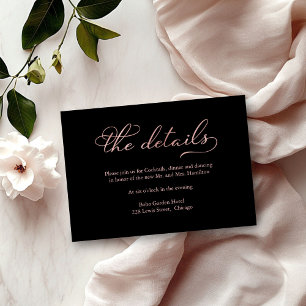 Schwarze Rosen Goldfolie Schrift Hochzeitsdetails  RSVP Karte