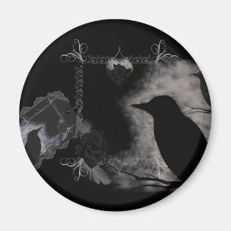 Schwarze Rosen-Raben-Magnet Magnet