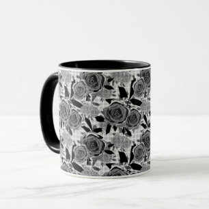 Schwarze Rosen, Rosen, schwarz und grau   Tasse