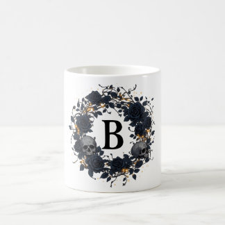 Schwarze Rosen & Totenköpfe Personalisierter Anfan Kaffeetasse