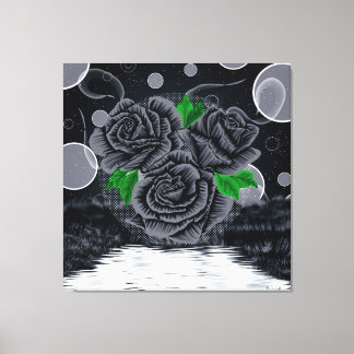 Schwarze Rosen unter dem nächtlichen Himmel Leinwanddruck