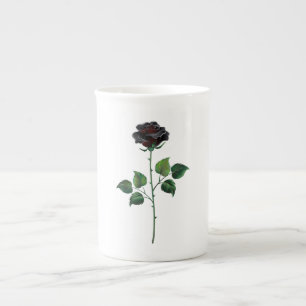 Schwarze Rosenblume Prozellantasse