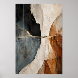 Schwarze Rost Elfenbein Gebogene Abstrakte Wandkun Poster