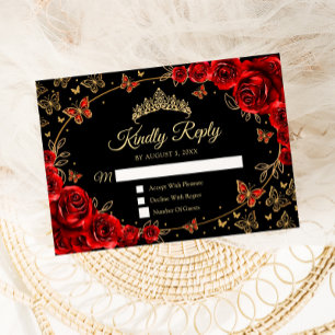 Schwarze Rot Gold Quinceanera Antwort