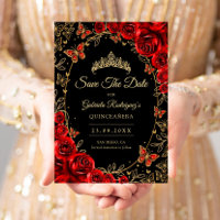 Schwarze Rot Gold Quinceanera