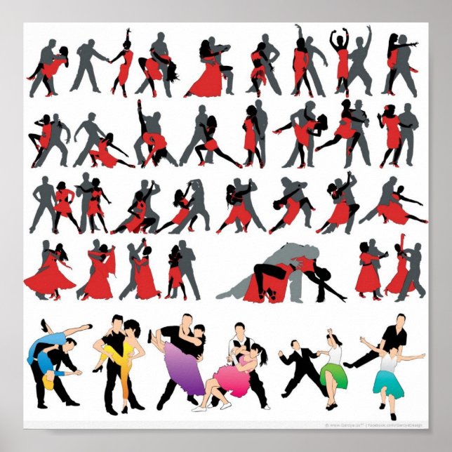 SCHWARZE ROTE BALLROOM FARBIGE TANKER TANZEN DIGIT POSTER (Vorne)