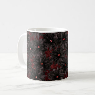 Schwarze rote Blumen Kaffeetasse