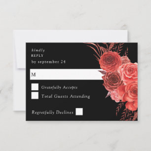 Schwarze rote Floral ohne Essen RSVP 2 Karte
