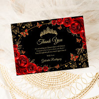 Schwarze rote goldene Quinceanera