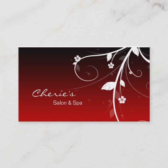 Schwarze rote Haar-/Nagel-Salon-Visitenkarte Visitenkarte (Vorderseite)