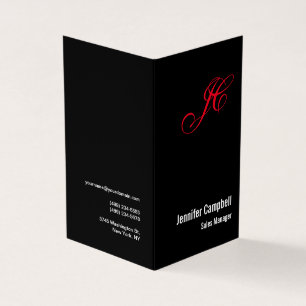 Schwarze rote Handschrift Monogramm Name Minimalis Visitenkarten