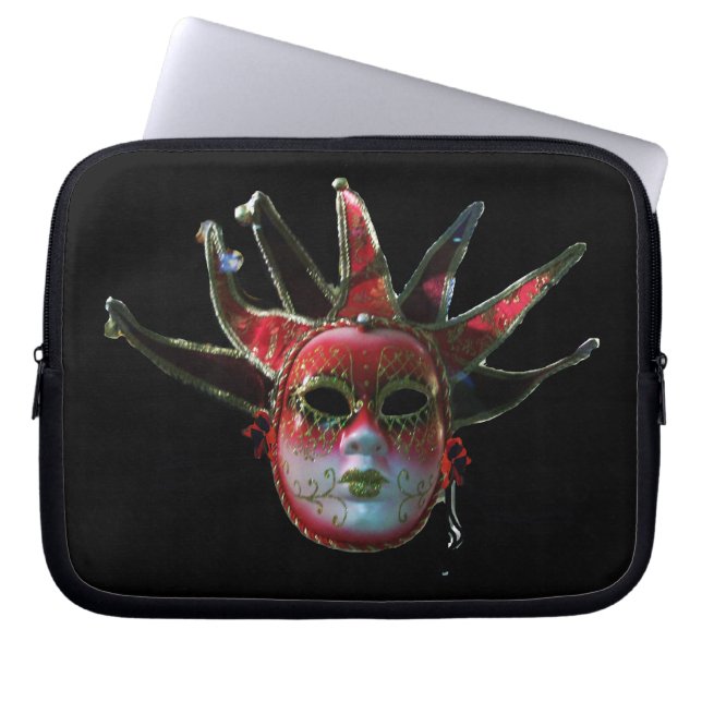 SCHWARZE ROTE JESTERMASK ,Party Masquerade Laptopschutzhülle (Vorderseite)
