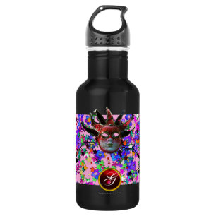 SCHWARZE ROTE JESTERMASK ,Party-Monogramm Masquera Trinkflasche