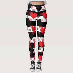 Schwarze rote Liebe mit Schwarz-weißen Streifen Leggings