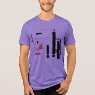 Schwarze rote Linien Geometric MCM inspiriert Tri-Blend Shirt