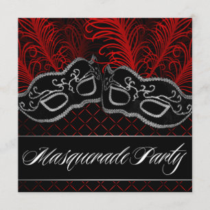 Schwarze rote Masken-Maskerade-Ball-Party Einladung