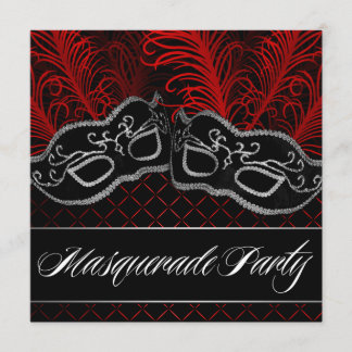Schwarze rote Masken-Maskerade-Ball-Party Einladung