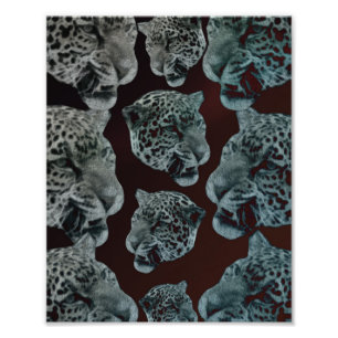 Schwarze rote psychedelische Leopard-Köpfe Fotodruck