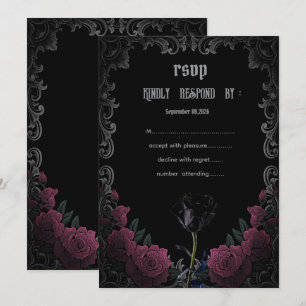 Schwarze rote Rosen Gothic RSVP Einladung