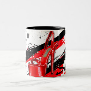 Schwarze, rote und weiße, heiße High Heels Zweifarbige Tasse