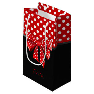 Schwarze, rote und weiße Polka-Dosen Kleine Geschenktüte