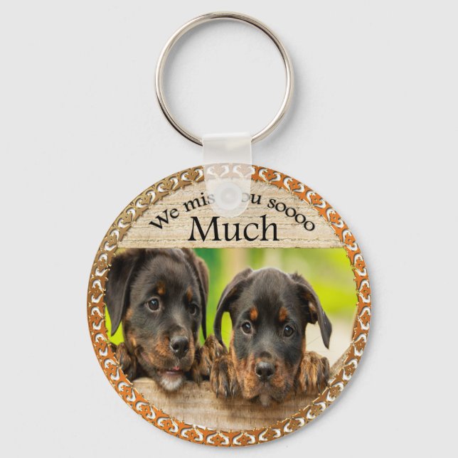 Schwarze Rottweiler niedliche Hunde mit traurigen  Schlüsselanhänger (Vorderseite)