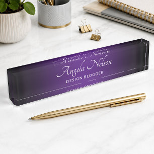 Schwarze Royal Purple Ombre Namensplakette
