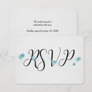 schwarze RSVP mit Blumen auf Leinen Einladung