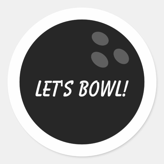 Schwarze runde Bowlingkugel-Aufkleber mit benutzer Runder Aufkleber (Vorderseite)