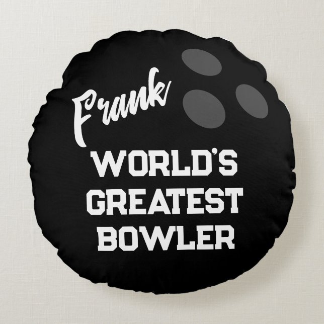 Schwarze runde Bowlingkugel Neuheit werfen Kissen  (Vorderseite)