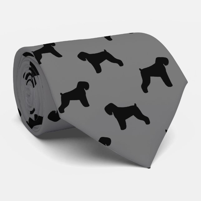 Schwarze Russische Terrier-Hunde-Silhouetten-Muste Krawatte (Gerollt)