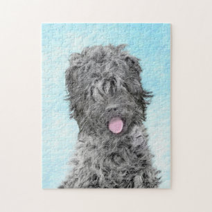 Schwarze Russische Terrier-Malerei - Niedlicher Or