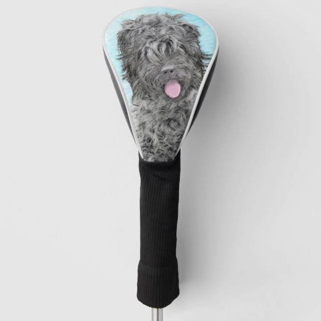 Schwarze Russische Terrier-Malerei - Niedlicher Or Golf Headcover (Vorderseite)